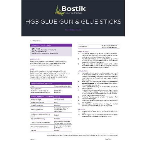 Bostik HG3 Hot Melt Glue Sticks, Pack of 10