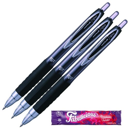 uni-ball Signo 207 Black Retractable Rollerball Gel Pens 0.7mm Fine Tip, Set of 3