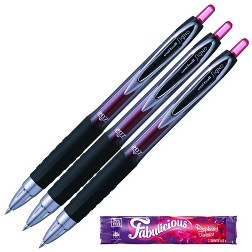 uni-ball Signo 207 Red Retractable Rollerball Gel Pens 0.7mm Fine Tip, Set of 3