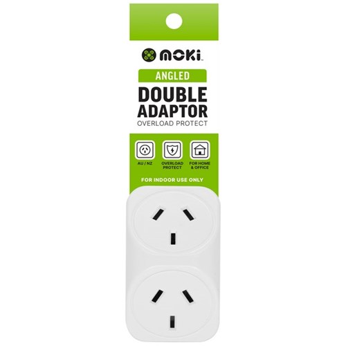 Moki Angled Double Adaptor White