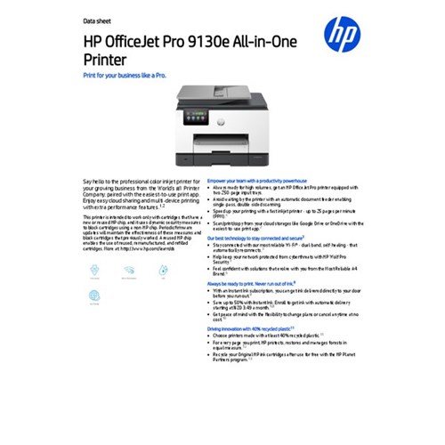 HP OfficeJet Pro 9130E All-In-One Printer