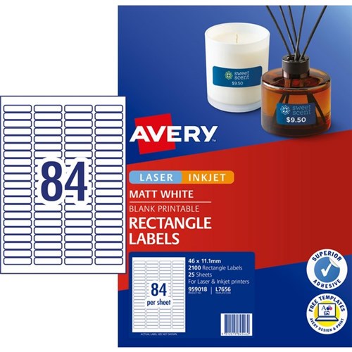 Avery Permanent Multipurpose Labels L7656 84 Per Sheet