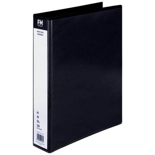 FM Overlay Ringbinder A4 38mm 2 Ring Black