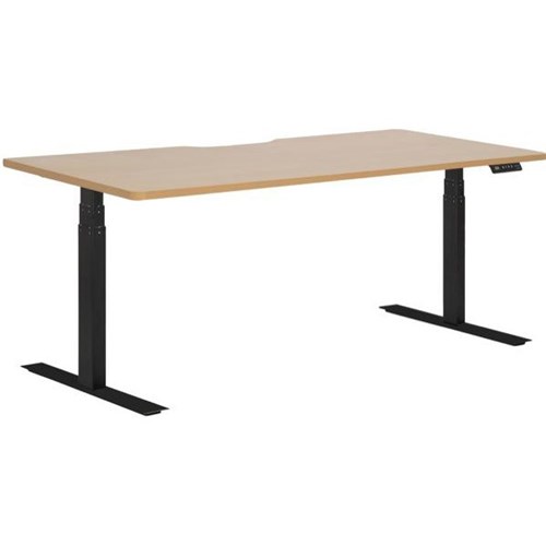 Amplify Electric Height Adjustable Desk Dual Motor Scallop Top 1800mm Beech/Black