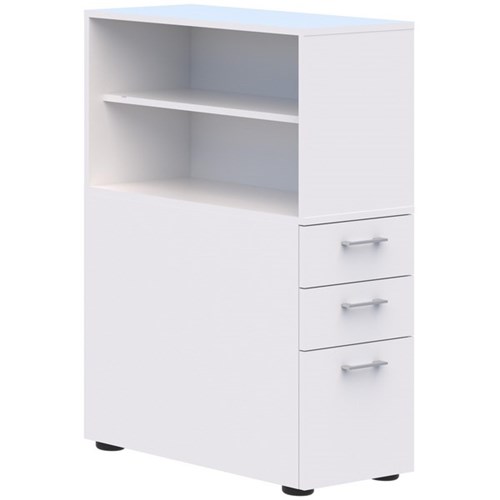 Mascot 3 Drawer Pedestal Left Open Shelf Snowdrift 400mm