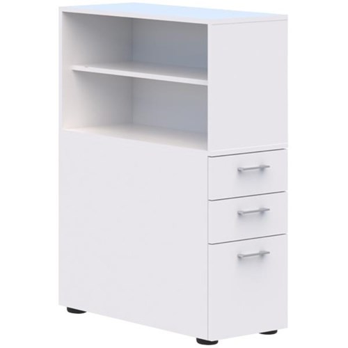 Mascot 3 Drawer Pedestal Left Open Shelf Snowdrift 400mm