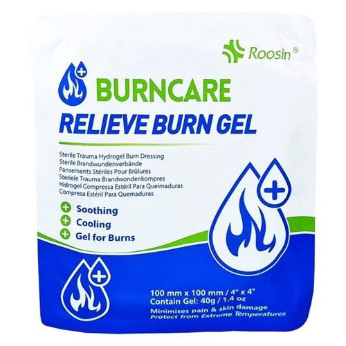 Roosin BurnCare Relieve Burn Gel Dressing 100x100mm