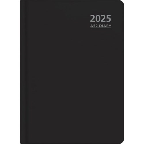 OfficeMax A52 1 Hour Appointment Diary A5 2 Days Per Page 2025 Black