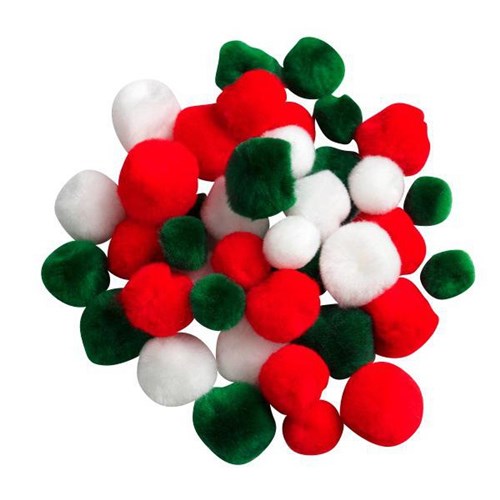 Pom Poms Standard Christmas Colours, Pack of 100