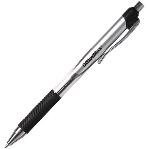 OfficeMax Black Ballpoint Pen Rubber Grip 1.0mm Medium Tip