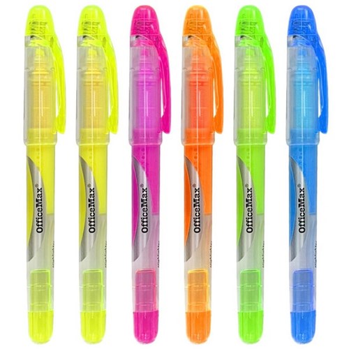 OfficeMax Assorted Colours Pen Style Highlighters Chisel Tip, Pack of 6