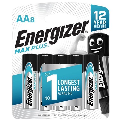 Energizer Max Plus AA Alkaline Batteries, Pack of 8