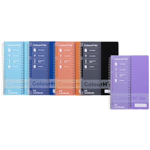 Colourhide A5 Spiral Notebook Assorted Colours 200 Pages