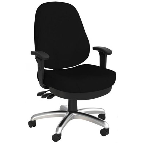 Plymouth Heavy Duty Task Chair With Arms High Back Breathe Fabric/Black/Alloy