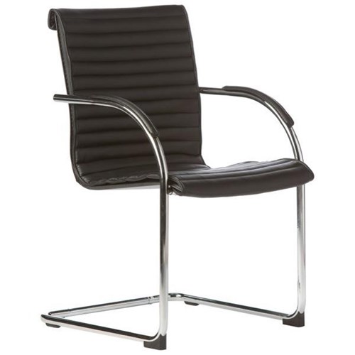 Matrix Visitor Chair With Arms Black Padded PU Cover