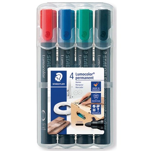 Staedtler Lumocolor 352 Assorted Colours Permanent Marker Bullet Tip, Pack of 4