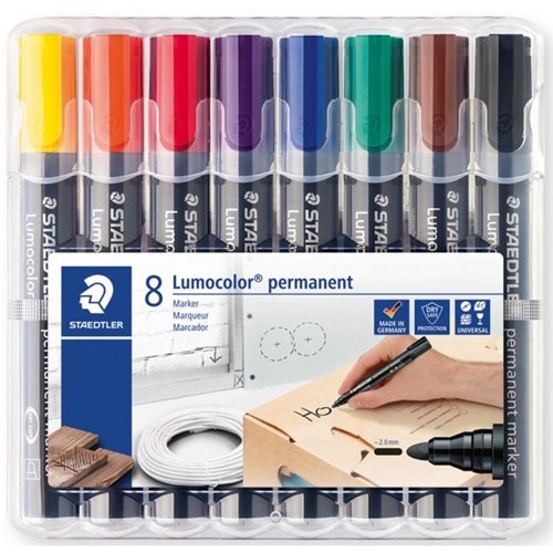 Staedtler Lumocolor 352 Assorted Colours Permanent Marker Bullet Tip, Pack of 8