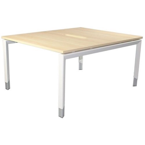 Oblique 2 User Height Adjustable Desk Back to Back 1200mm Maple/Snow