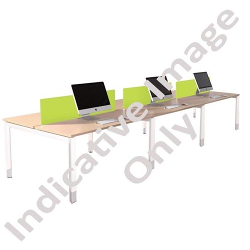 Oblique 6 User Height Adjustable Desk Back to Back 1200mm Maple/Snow