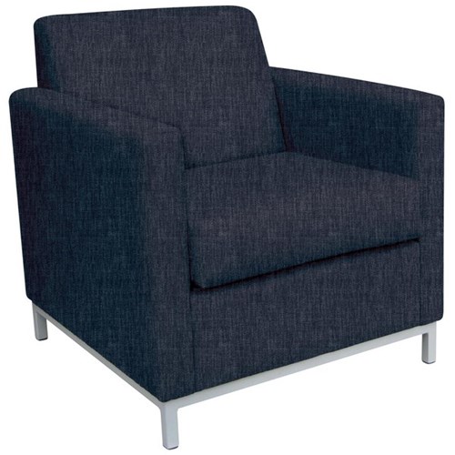 FurnNZ Sheffield Single Seater Sofa Keylargo Fabric/Navy/Silver