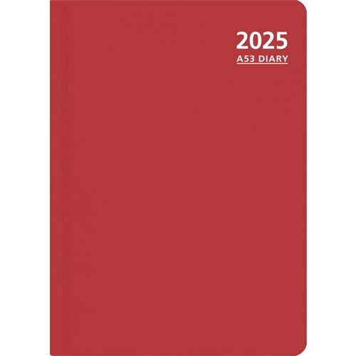 OfficeMax A53 1 Hour Appointment Diary A5 Week To View 2025 Red