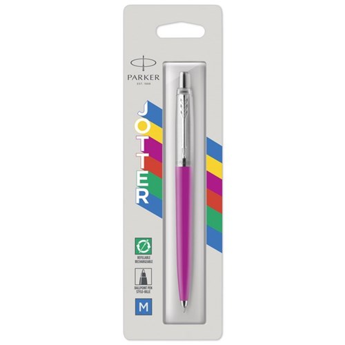 Parker Blue Jotter Original Ballpoint Pen 1.0mm Medium Tip Magenta Barrel