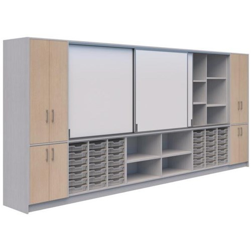 Ako Classroom Hub C1 4800x500x2000mm Ref Oak/Silver Strata Nat