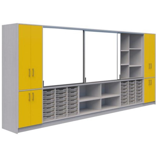 Ako Classroom Hub C1 4800x500x2000mm Olympia Yellow/Silver Strata Nat