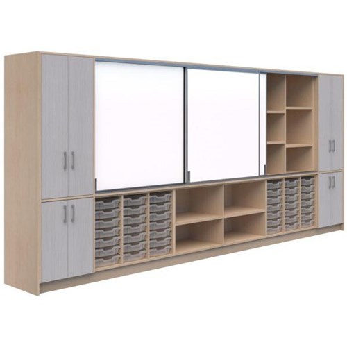 Ako Classroom Hub C1 4800x500x2000mm Silvr Strata/Refined Oak