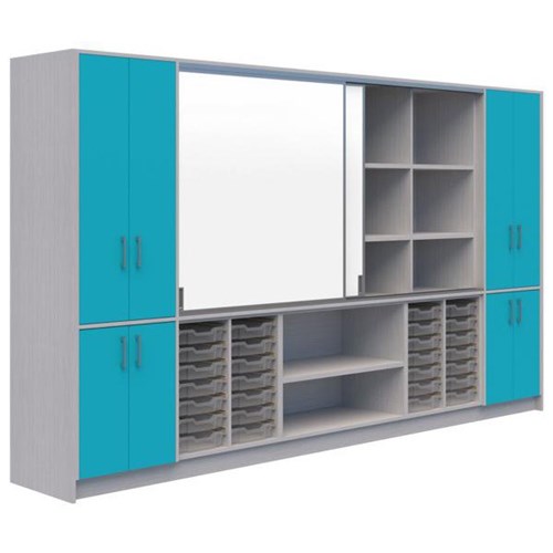 Ako Classroom Hub C2 3600x500x2000mm Carrib Nat/Silver Strata Nat