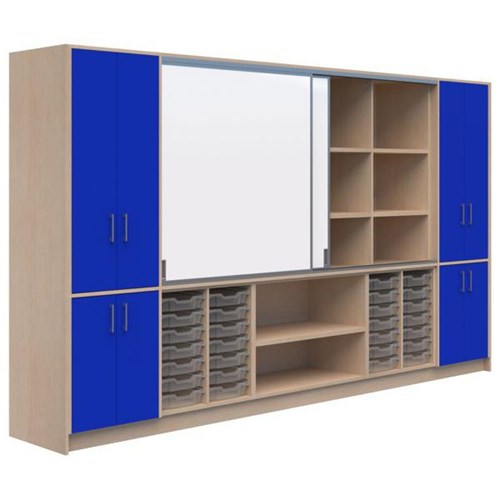 Ako Classroom Hub C2 3600x500x2000mm Refined Oak Naturale/Memphis Blue Naturale