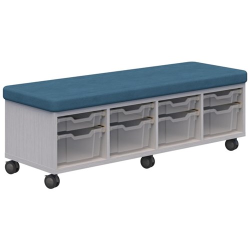 Ako Sit & Store Bench Seat With Storage 1380x480mm Silver Strata/Teal