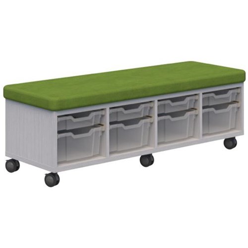 Ako Sit & Store Bench Seat With Storage 1380x480mm Silver Strata/Kiwi