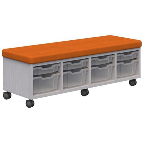 Ako Sit & Store Bench Seat With Storage 1380x480mm Silver Strata/Orange