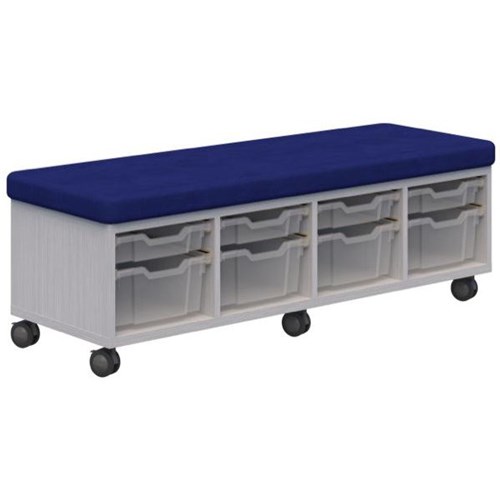 Ako Sit & Store Bench Seat With Storage 1380x480mm Silver Strata/Ocean