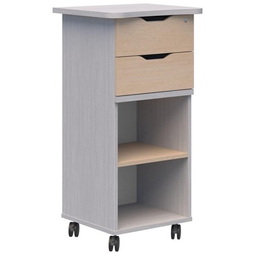 Ako Teacher Station 550x550x1100mm Silver Strata/Refined Oak