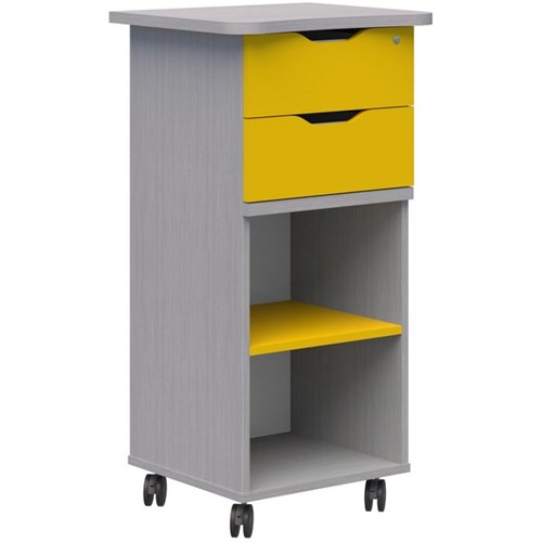 Ako Teacher Station 550x550x1100mm Silver Strata/Olympia Yellow