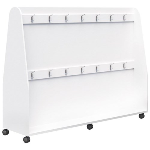 Ako Makerspace School Bag Rack 2000x500x1500mm Arctic White Velvet