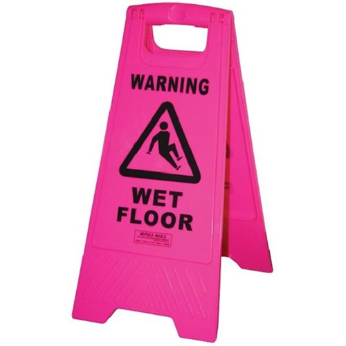 Warning Wet Floor Safety Sign Collapsible 300x630mm Pink