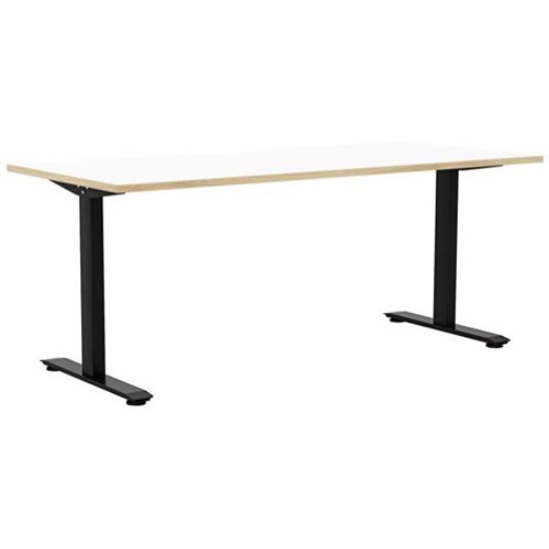 Klever Single User Desk 1800mm Snowdrift/Atlantic Oak/Black