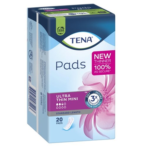 TENA Ultra-Thin Mini Continence Pads Women's Standard Length, Pack of 20