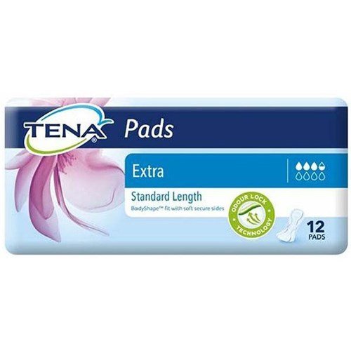 TENA Extra Continence Pads Standard Length, 6 Packs of 12