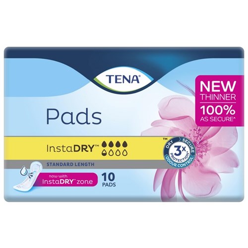 TENA InstaDRY™ Continence Pads Women's Standard Length, Pack of 10