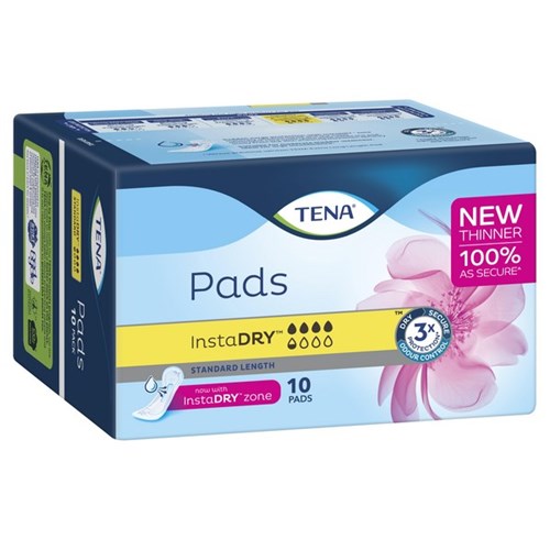 TENA InstaDRY™ Continence Pads Women's Standard Length, Pack of 10