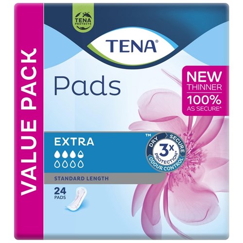 TENA Extra Continence Pads Women's Standard Length, Pack of 24