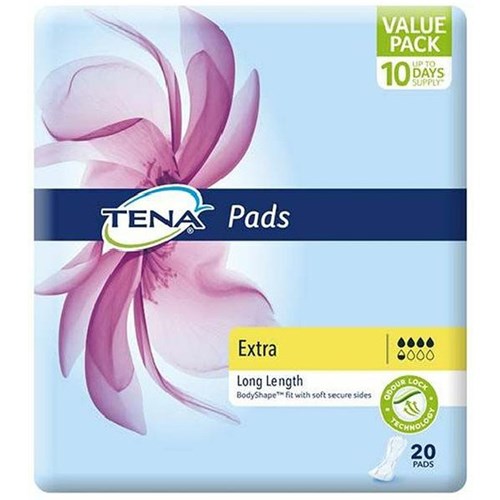 TENA Extra Continence Pads Women's Long Length, Pack of 20