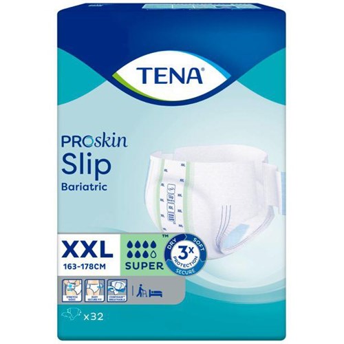 TENA ProSkin Slip Bariatric Continence Diapers Unisex 2XL, Pack of 32