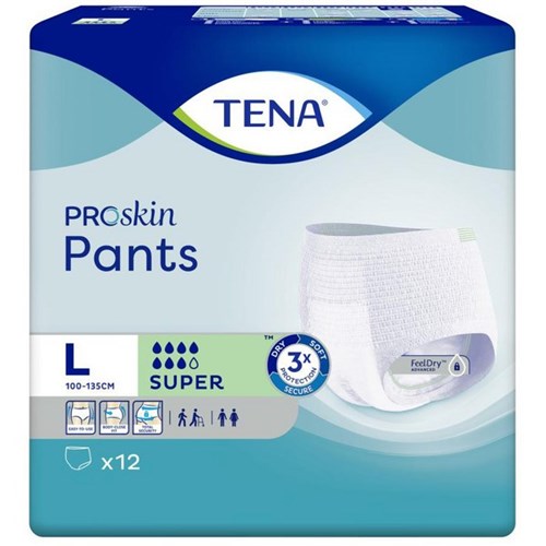 TENA ProSkin Continence Pants Super Unisex Large, Pack of 12