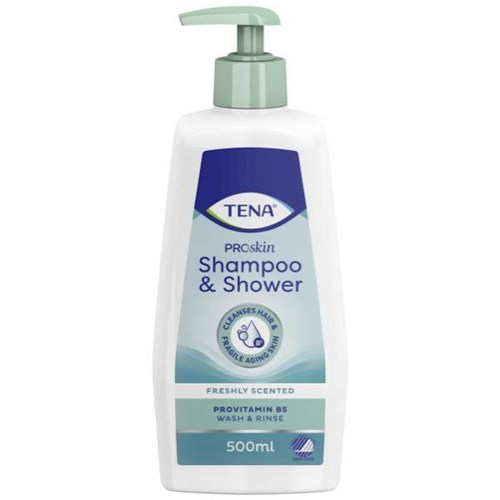 TENA ProSkin Continence Shampoo & Shower Gel 500ml, Carton of 10