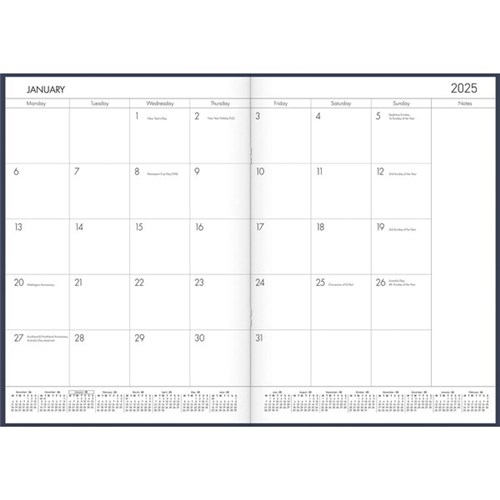 Collins A4 Diary Planner Month To View 2025 Sparkling Gold